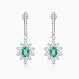 Brincos de esmeralda e diamante Green Jay em ouro branco 18K