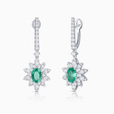 Brincos de esmeralda e diamante Green Jay em ouro branco 18K