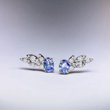 Pendientes Trepadores Indigo Jay de Tanzanitas y Diamantes en Oro Blanco de 18 Kt