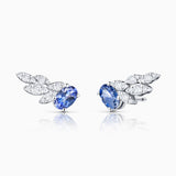 Pendientes Trepadores Indigo Jay de Tanzanitas y Diamantes en Oro Blanco de 18 Kt