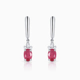 Red Jay Ruby and Diamond Earrings in 18k White Gold