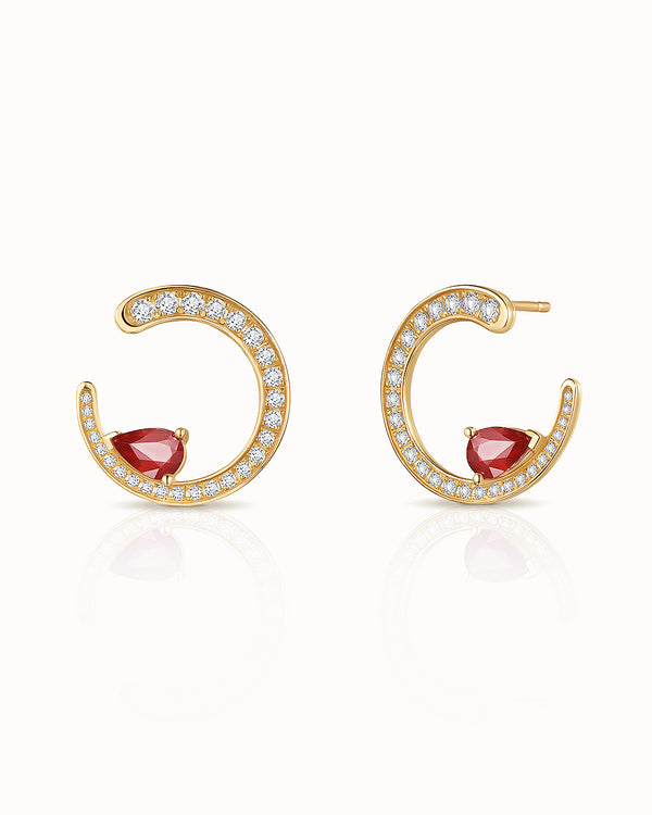 Pendientes Liora Élan de Rubíes y Diamantes en Oro Amarillo de 18 kt