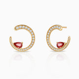 Liora Élan 18K Yellow Gold Ruby and Diamond Drop Earrings