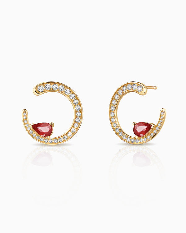 Liora Élan 18K Yellow Gold Ruby and Diamond Drop Earrings