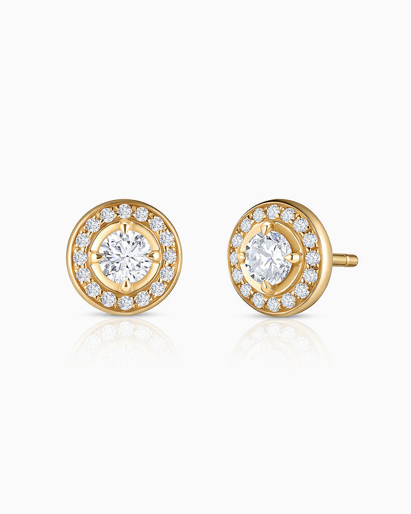 Liora 18kt Yellow Gold Diamond Halo Earrings
