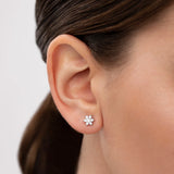 Brincos de diamante roseta 0,40 Cts. em ouro branco 18 Kt