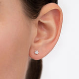 Rosette Diamond Earrings in 18k White Gold