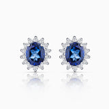 Dalia Sapphire and Diamond Earrings in 18k White Gold