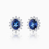 Dalia Sapphire and Diamond Earrings in 18k White Gold