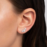Rosette Trilogy Diamond Piercing Earring in 18k White Gold