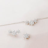 Rosette Trilogy Diamond Piercing Earring in 18k White Gold