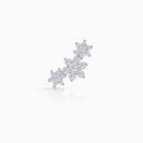 Rosette Trilogy Diamond Piercing Earring in 18k White Gold