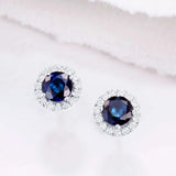 Anette Sapphire and Diamond Earrings in 18k White Gold