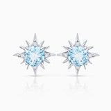 Brincos Oursin Aquamarine e Diamante em Ouro Branco 18K
