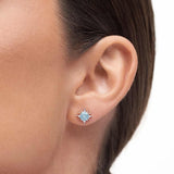 Brinco de piercing Oursin Aquamarine e diamante em ouro branco 18K