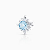 Brinco de piercing Oursin Aquamarine e diamante em ouro branco 18K