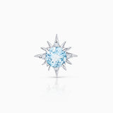 Brinco de piercing Oursin Aquamarine e diamante em ouro branco 18K