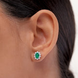 Irem 0.55 ct Diamond and Emerald Earrings in 18k White Gold