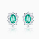Irem 0.55 ct Diamond and Emerald Earrings in 18k White Gold