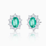 Irem 0.55 ct Diamond and Emerald Earrings in 18k White Gold