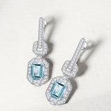 Pendientes Art Decó de Aguamarinas y Diamantes en Oro Blanco de 18 Kt