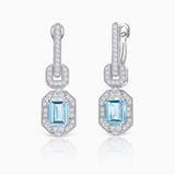 Pendientes Art Decó de Aguamarinas y Diamantes en Oro Blanco de 18 Kt