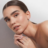 Pendientes Amelie Oval de Aguamarina y Diamantes en Oro Blanco de 18 Kt