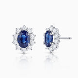 Irem 1 ct Diamond and Sapphire Earrings in 18k White Gold
