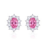Pendientes Irem de Zafiros Rosas y Diamantes 1 cts. en Oro Blanco de 18 Kt
