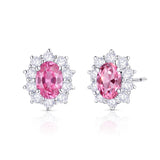 Pendientes Irem de Zafiros Rosas y Diamantes 1 cts. en Oro Blanco de 18 Kt