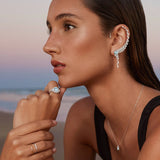Brinco de água-marinha e diamante Blue Jay em ouro branco 18K