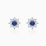 Pendientes Astrid de Zafiros y Diamantes en Oro Blanco de 18 Kt
