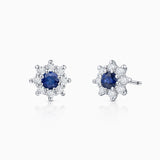 Pendientes Astrid de Zafiros y Diamantes en Oro Blanco de 18 Kt