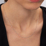 Corrente de contas de diamante em ouro branco 18K