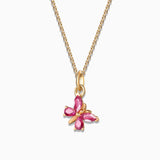 Charm Colgante Mariposa S de Rubíes en Oro Amarillo de 18 Kt