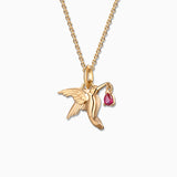 Charm Colgante Colibrí M de Rubí en Oro Amarillo de 18 Kt