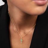 Gaia Emerald and Diamond Cross Pendant in 18k Yellow Gold