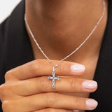 Pingente Cruz Gaia com Águas-marinhas e Diamantes em Ouro Branco 18 K