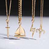 Charm Colgante Barco M de Diamantes en Oro Amarillo de 18 Kt