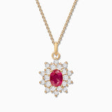 Charm Colgante Roseta M de Rubí y Diamantes en Oro Amarillo de 18 Kt