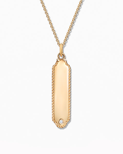 L Tag Diamond Charm Pendant in 18k Yellow Gold – MUMIT