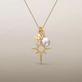 Charm Colgante Perla Lágrima M de Diamante en Oro Amarillo de 18 Kt