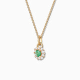 Charm Pingente Roseta S de Esmeralda e Diamante em Ouro Amarelo 18K