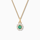 Charm Pingente Roseta S de Esmeralda e Diamante em Ouro Amarelo 18K