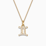 Charm Colgante Zodíaco Géminis S de Diamantes en Oro Amarillo de 18 Kt