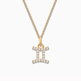 Charm Colgante Zodíaco Géminis S de Diamantes en Oro Amarillo de 18 Kt