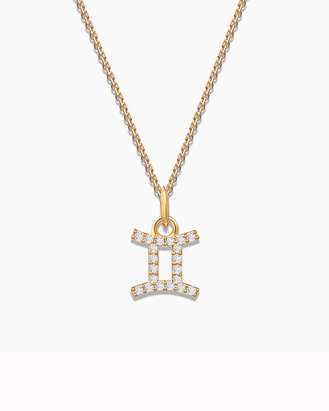 S Gemini Zodiac Diamond Charm Pendant in 18k Yellow Gold – MUMIT