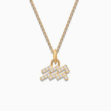 Charm Colgante Zodíaco Acuario S de Diamantes en Oro Amarillo de 18 Kt