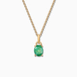 S Oval Emerald Charm Pendant in 18k Yellow Gold