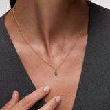 S Oval Emerald Charm Pendant in 18k Yellow Gold